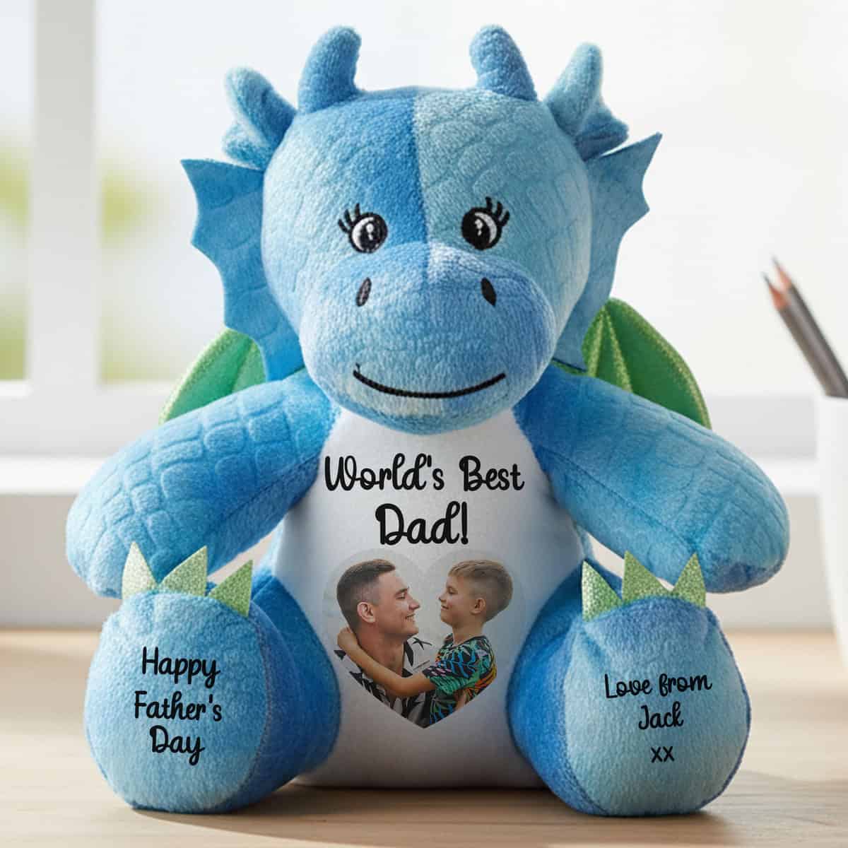 Personalised Photo Heart Dragon Father's Day Teddy Bear - Image 3