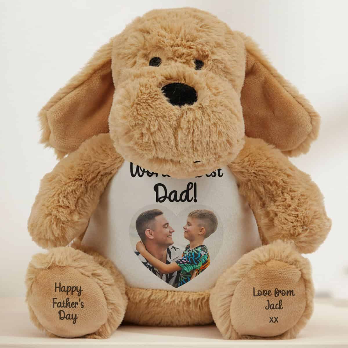 Personalised Photo Heart Fathers Day Dog Teddy Bear - Image 3