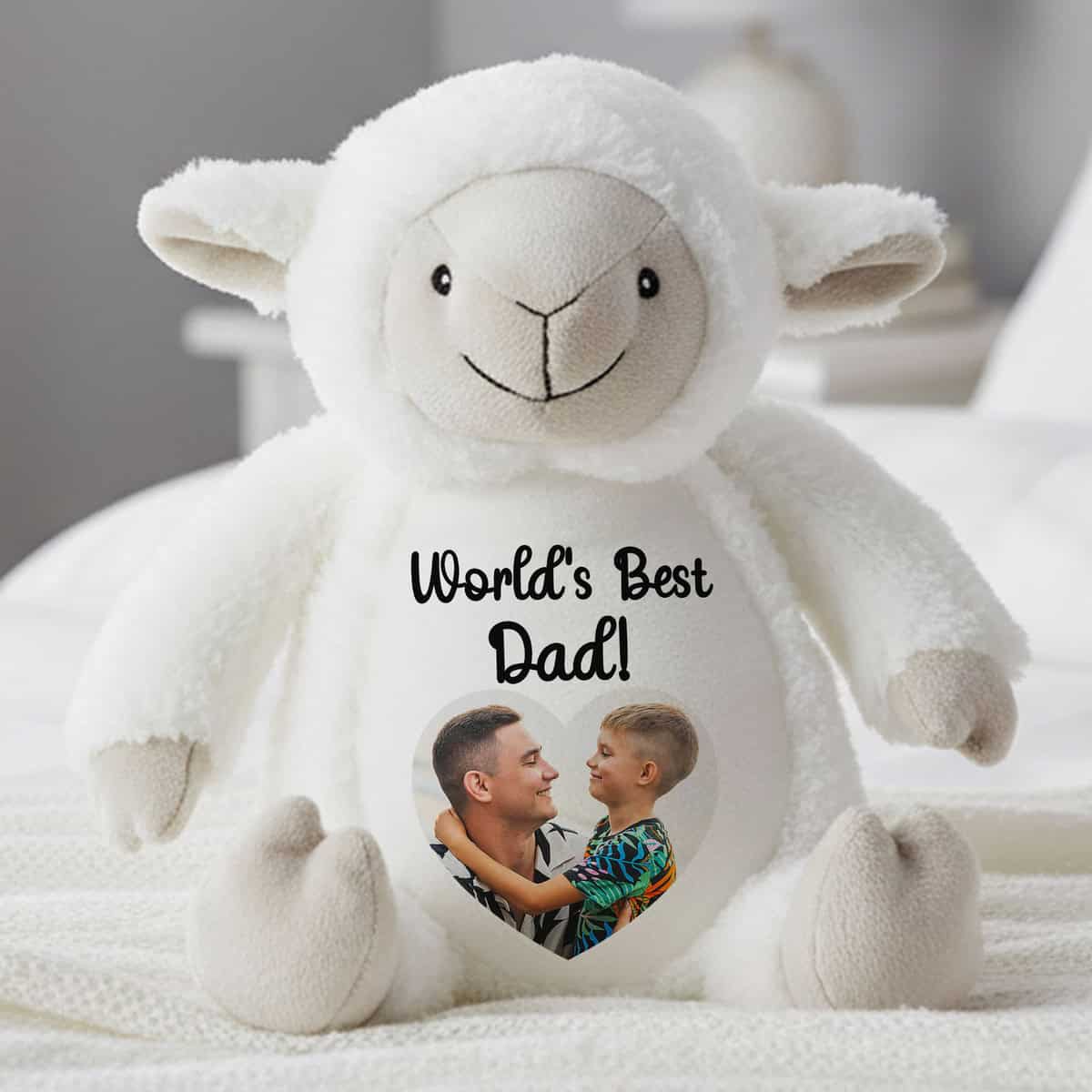Personalised Photo Heart Father's Day Lamb Teddy Bear - Image 3