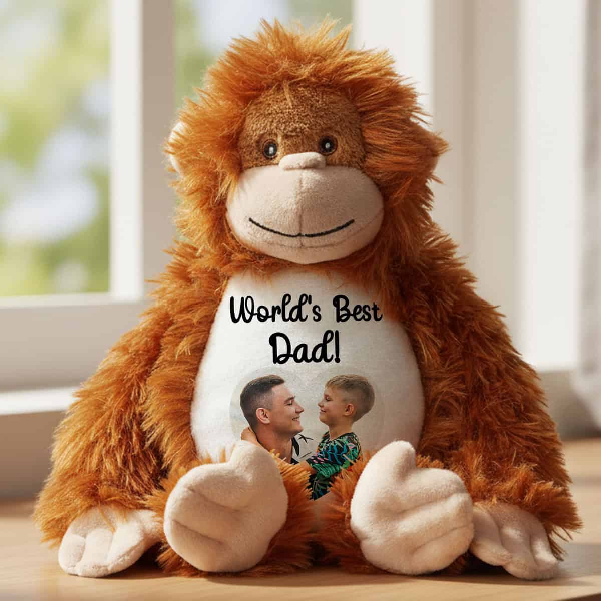 Personalised Photo Heart Orangutan Teddy Bear for Dad - Image 3