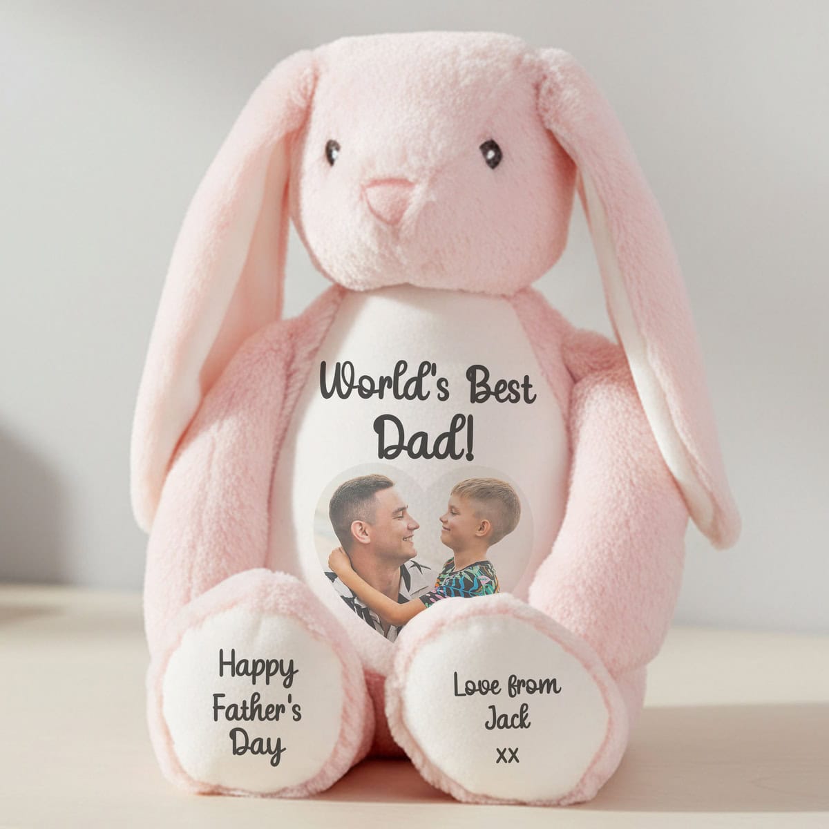 Personalised Photo Heart Pink Bunny Teddy Bear - Image 3
