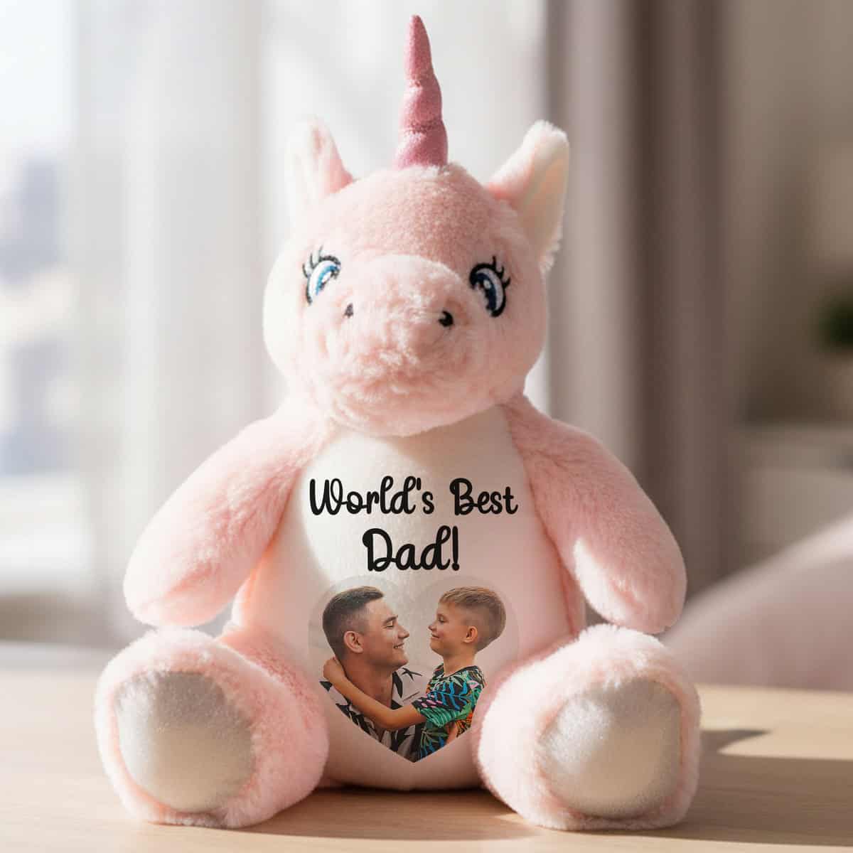 Personalised Photo Heart Unicorn Father's Day Teddy Bear - Image 3
