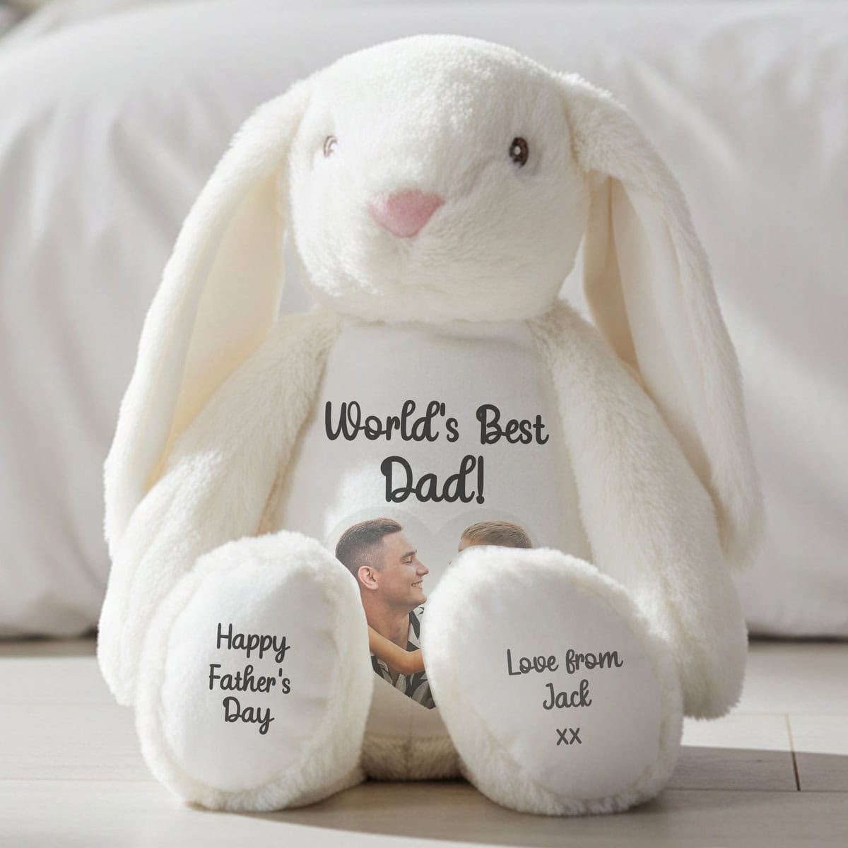 Personalised Photo Heart Bunny Teddy Bear for Dad - Image 3