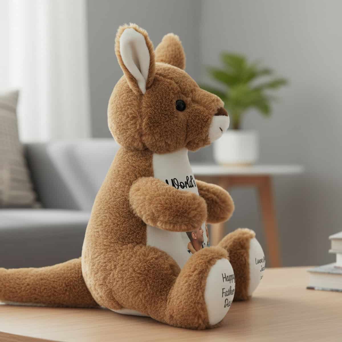 Cute personalised bunny teddy bear with custom message for children.