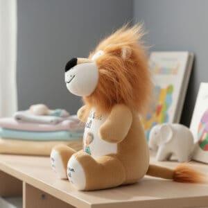 Cute personalised teddy lion with a soft mane and embroidered details for children.