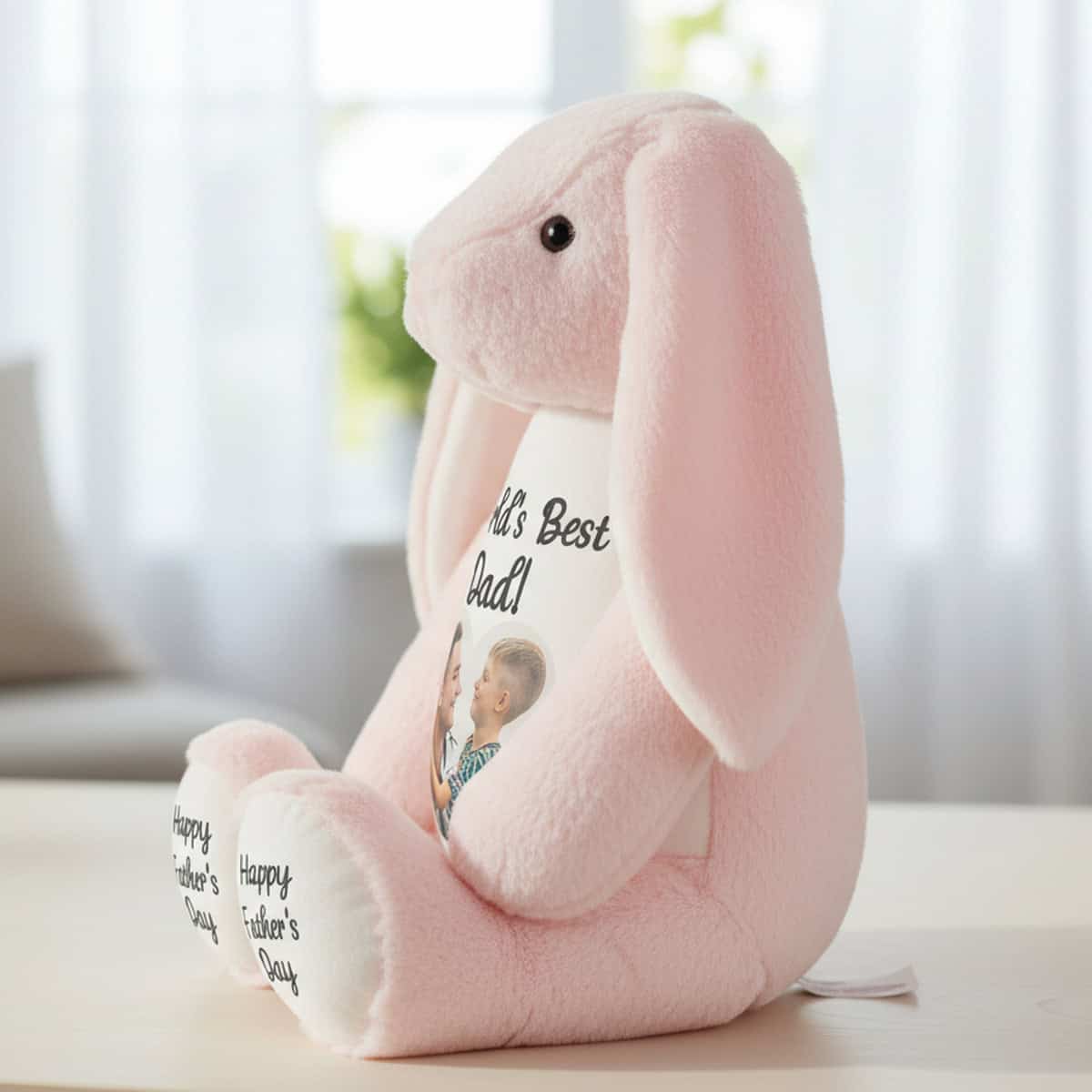 Personalised Photo Heart Pink Bunny Teddy Bear - Image 4