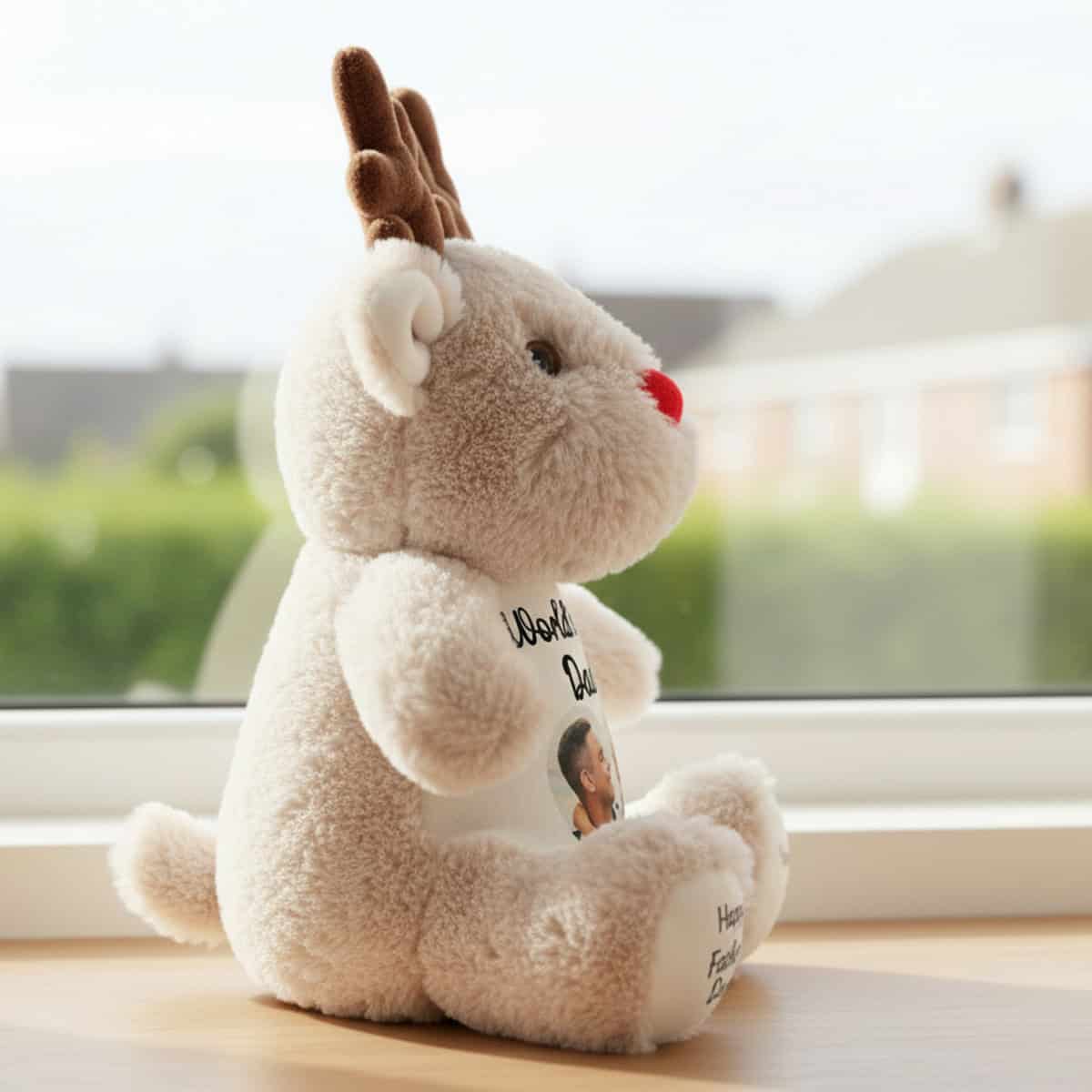 Personalised Photo Heart Father's Day Reindeer Teddy Bear - Image 4