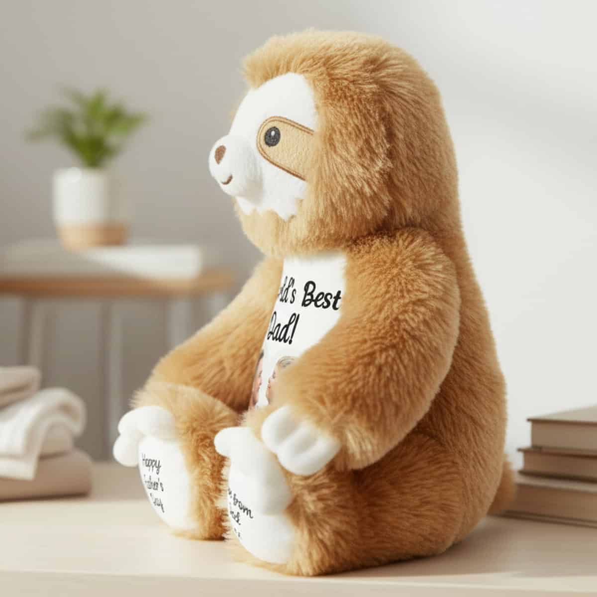 Personalised Photo Heart Sloth Father's Day Teddy Bear - Image 4