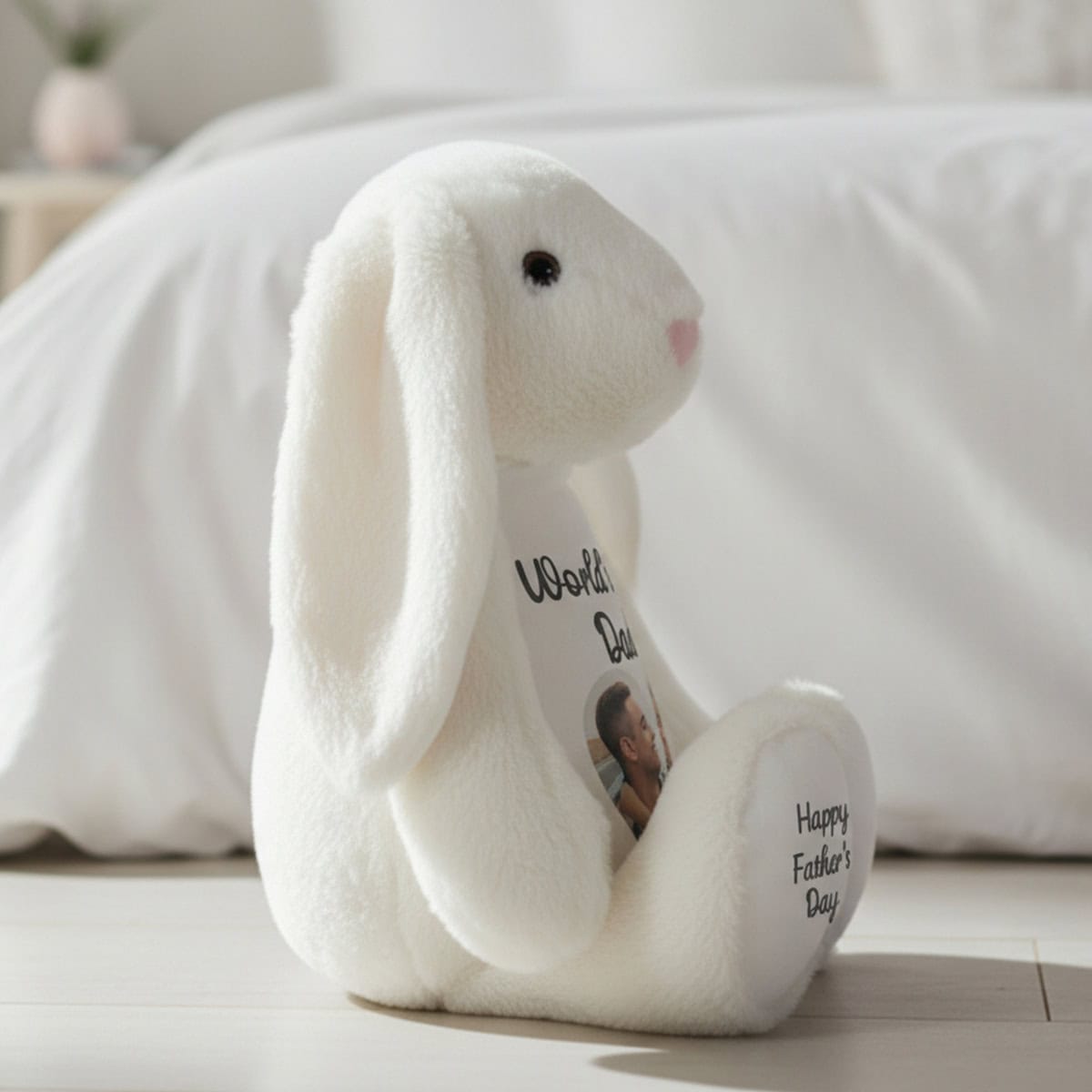 Personalised Photo Heart Bunny Teddy Bear for Dad - Image 4