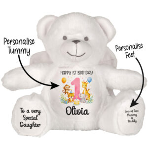 Alternative view of Personalised Jungle Birthday Angel Teddy Bear