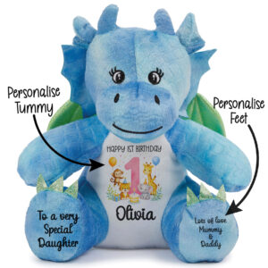 Alternative view of Personalised Jungle Birthday Blue Dragon Teddy Bear