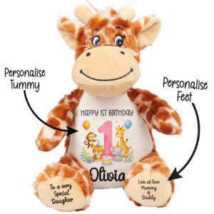Alternative view of Personalised Jungle Birthday Giraffe Teddy Bear