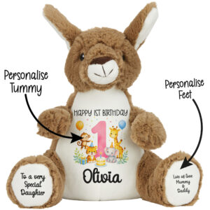 Alternative view of Personalised Jungle Birthday Kangaroo Teddy Bear