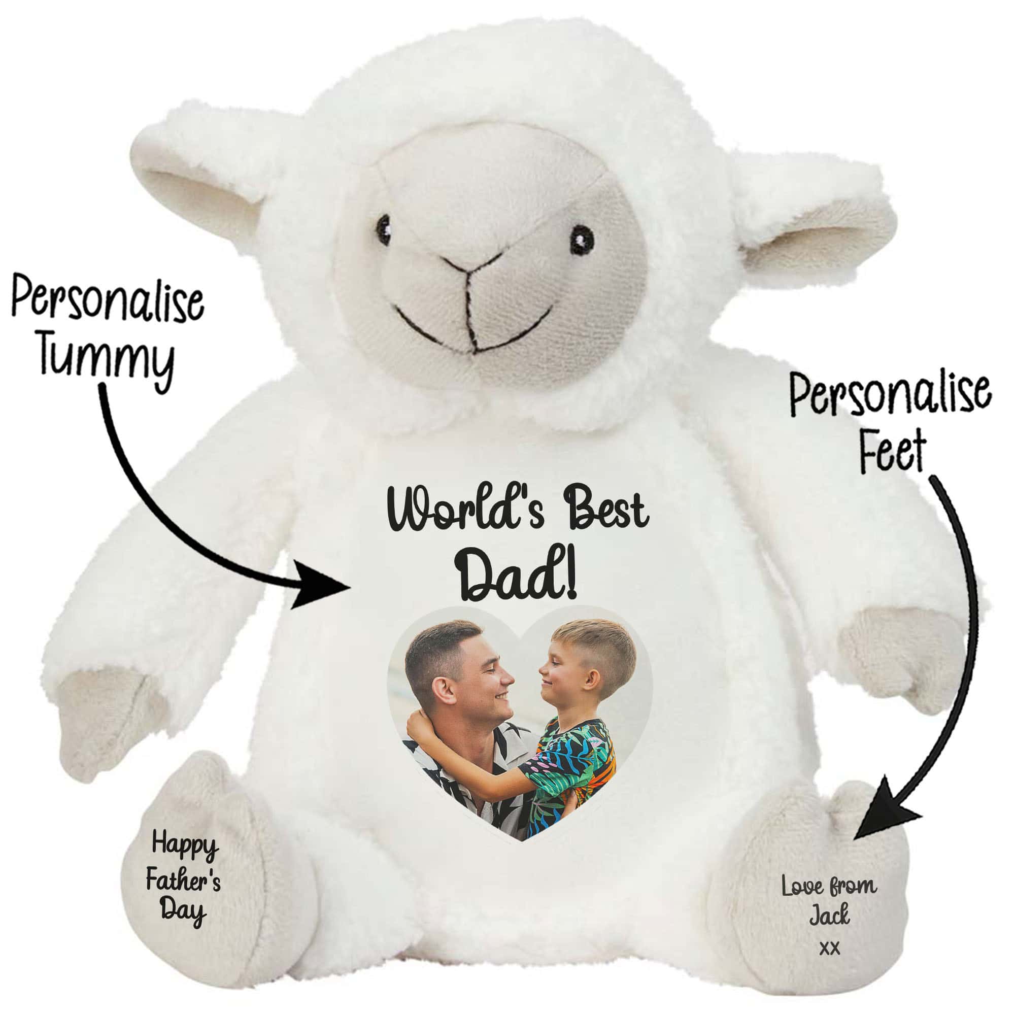 Personalised Photo Heart Father's Day Lamb Teddy Bear - Image 2