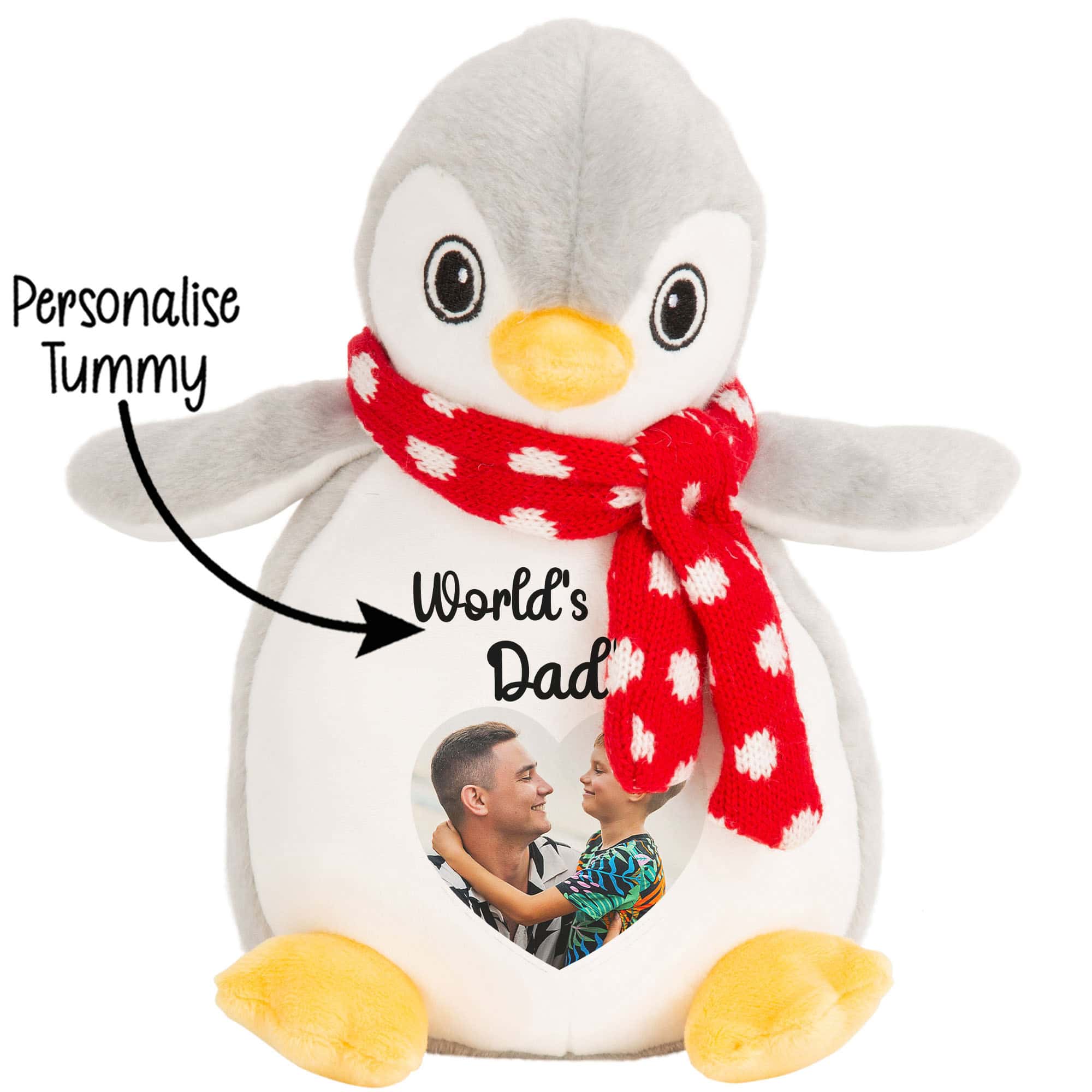 Personalised Photo Heart Father's Day Penguin Teddy Bear - Image 2