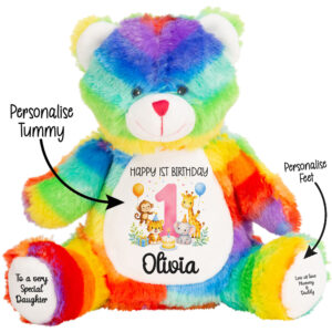 Alternative view of Personalised Jungle 1st Birthday Rainbow Teddy Bear