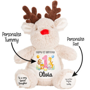 Alternative view of Personalised Jungle Birthday Reindeer Teddy Bear