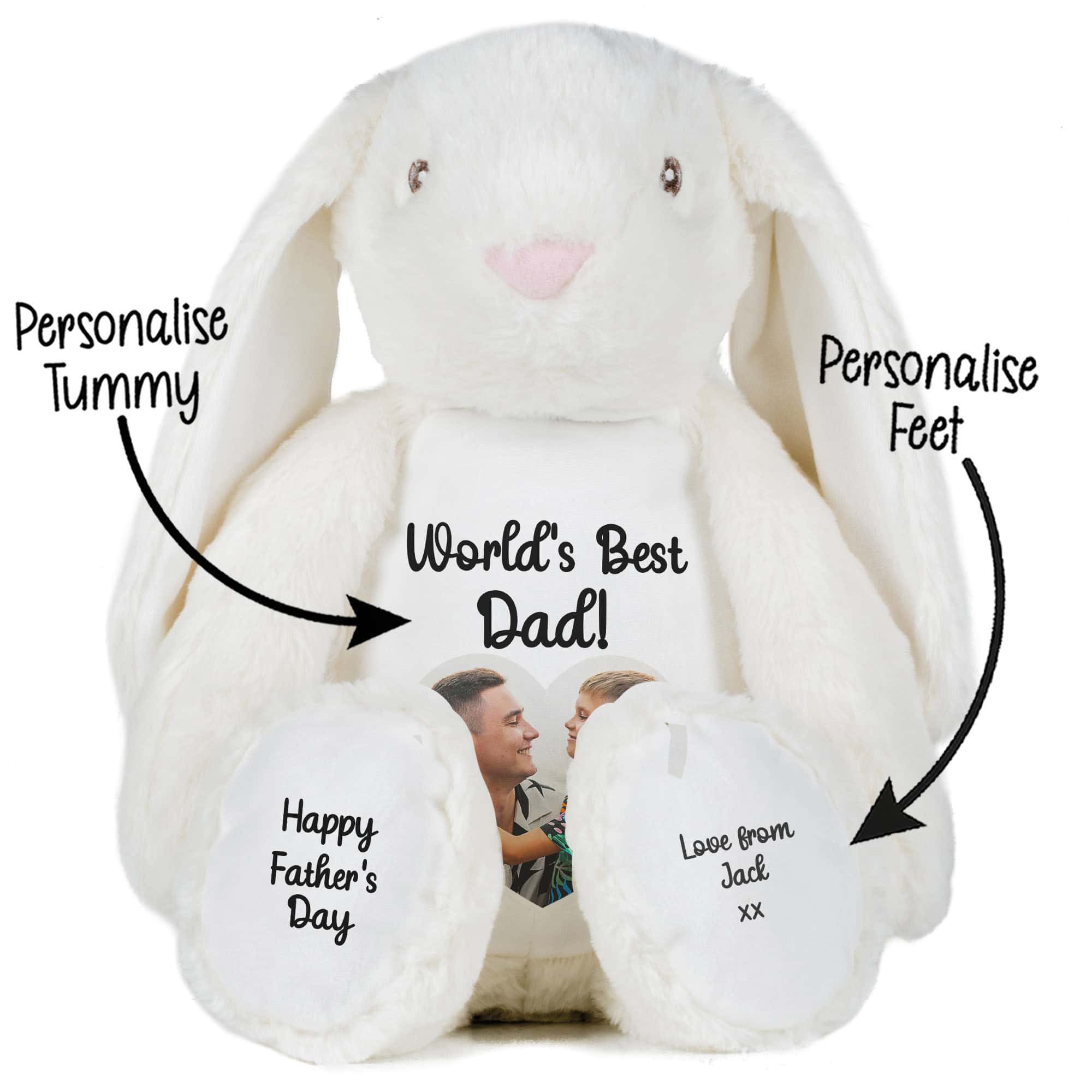 Personalised Photo Heart Bunny Teddy Bear for Dad - Image 2