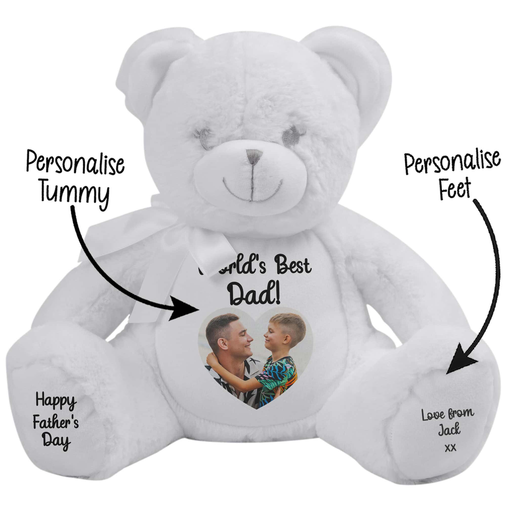 Personalised Photo Heart World's Best Dad Teddy Bear - Image 2