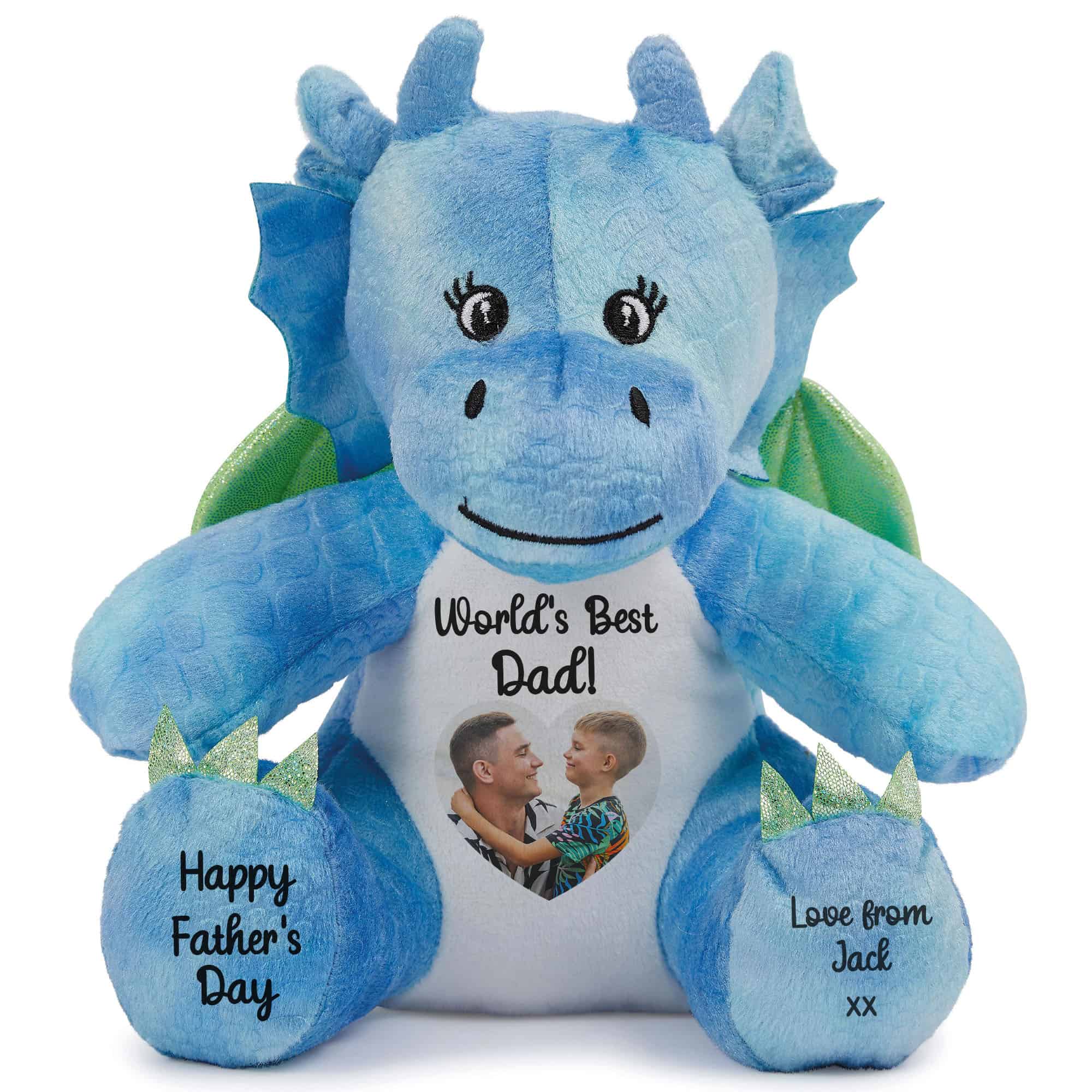 Personalised Photo Heart Dragon Father's Day Teddy Bear