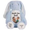 Soft blue teddy bear with personalised message for Father's Day.