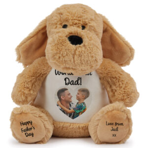 Personalised Photo Heart Fathers Day Dog Teddy Bear