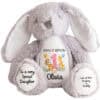 Personalised Jungle Birthday Grey Bunny Teddy Bear