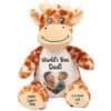 Custom teddy bear with Father's Day message and photo for dad.