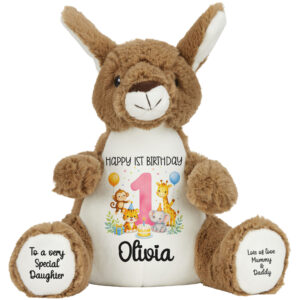 Personalised Jungle Birthday Kangaroo Teddy Bear