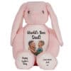 Personalised Photo Heart Pink Bunny Teddy Bear