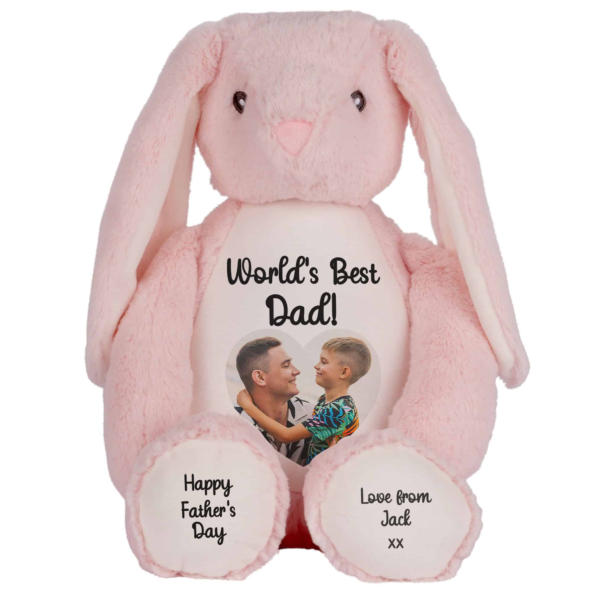 Personalised Photo Heart Pink Bunny Teddy Bear