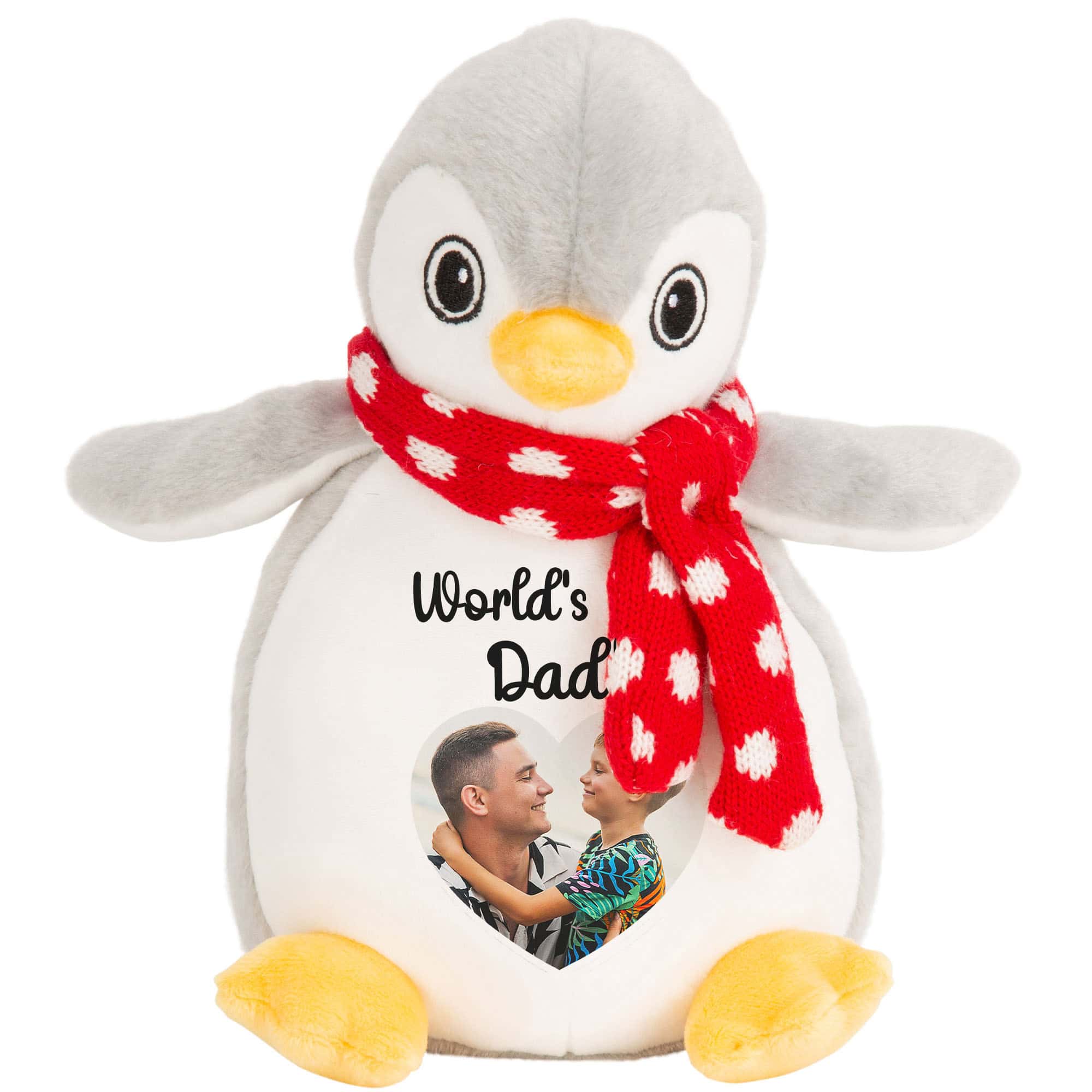 Personalised Photo Heart Father's Day Penguin Teddy Bear