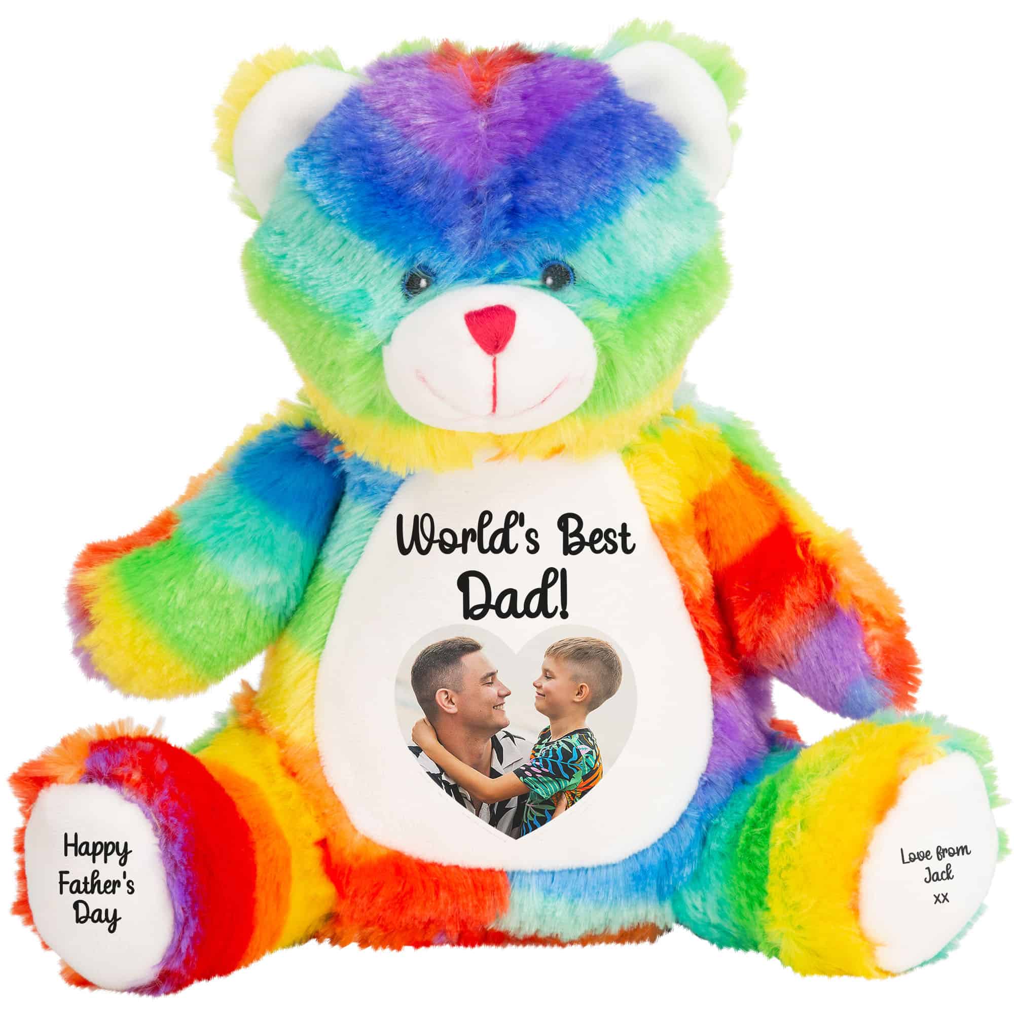 Personalised Photo Heart Rainbow Father's Day Teddy Bear