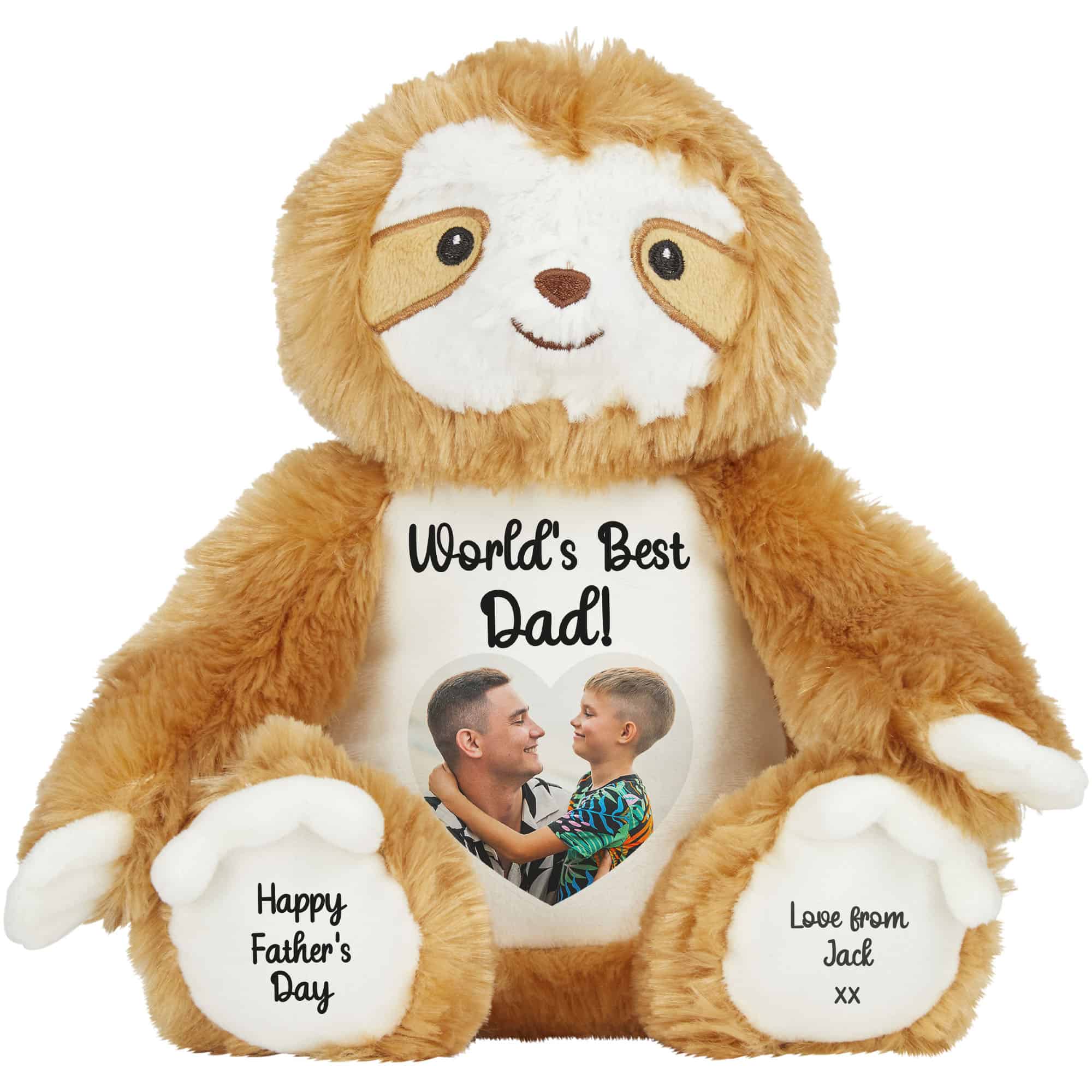 Personalised Photo Heart Sloth Father's Day Teddy Bear