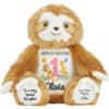 Personalised Jungle Birthday Sloth Teddy Bear With Name