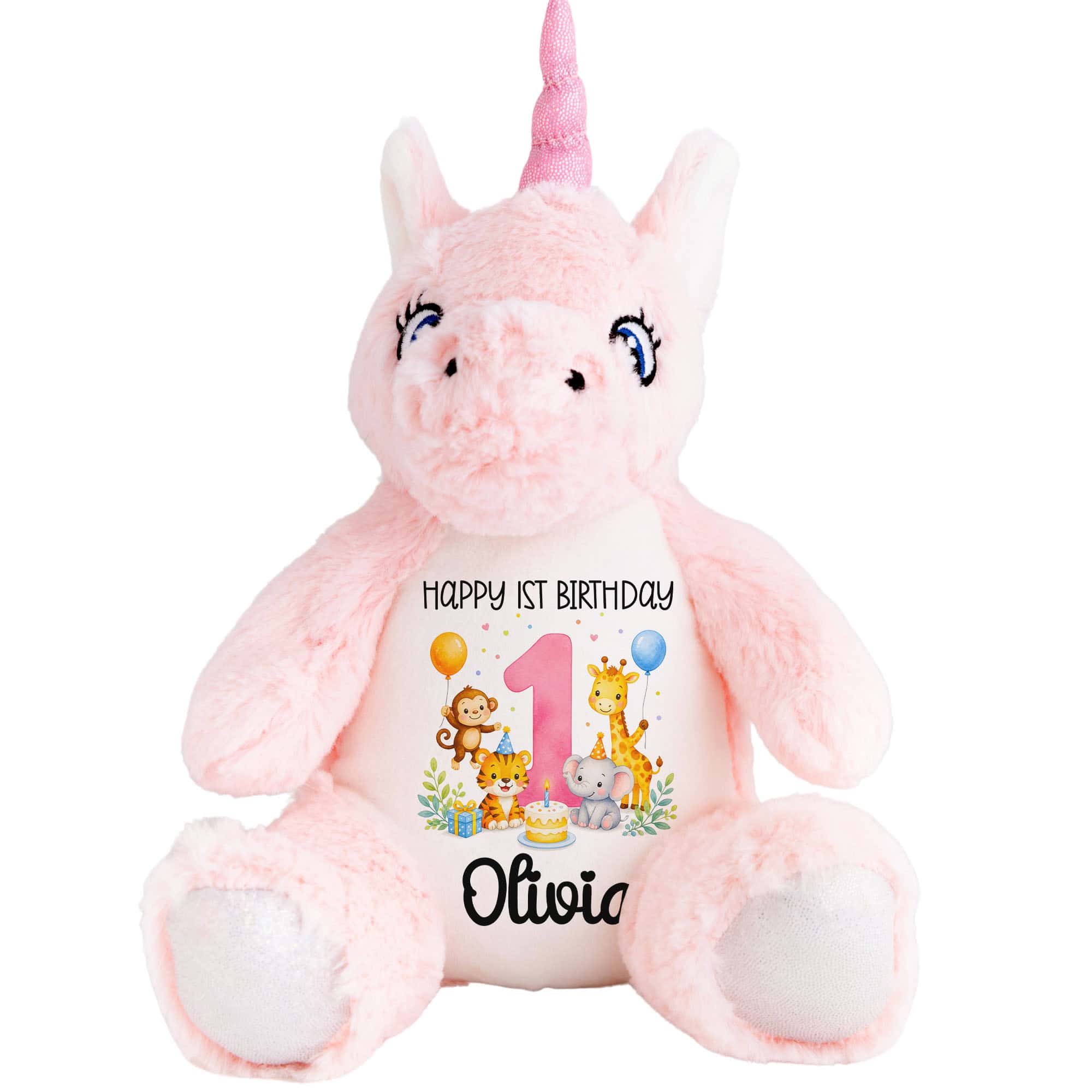 Personalised Jungle Birthday Unicorn Teddy Bear