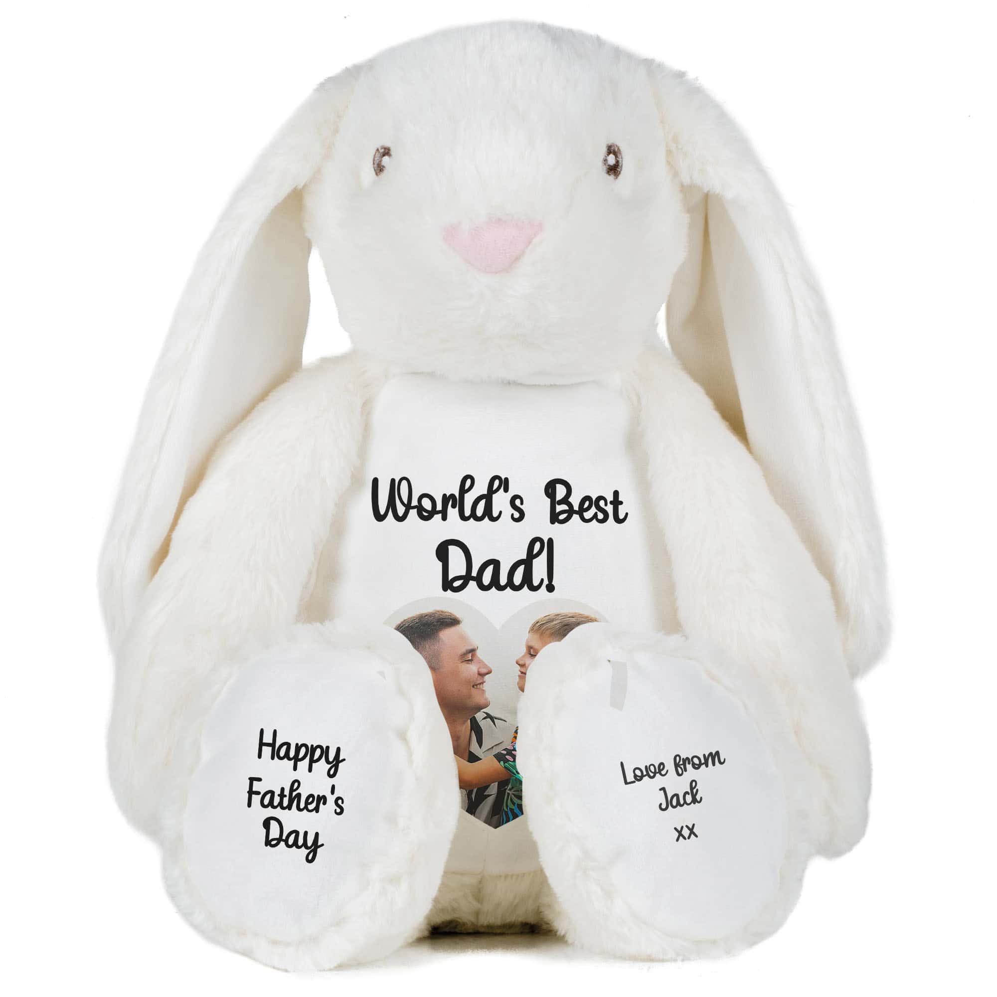Personalised Photo Heart Bunny Teddy Bear for Dad