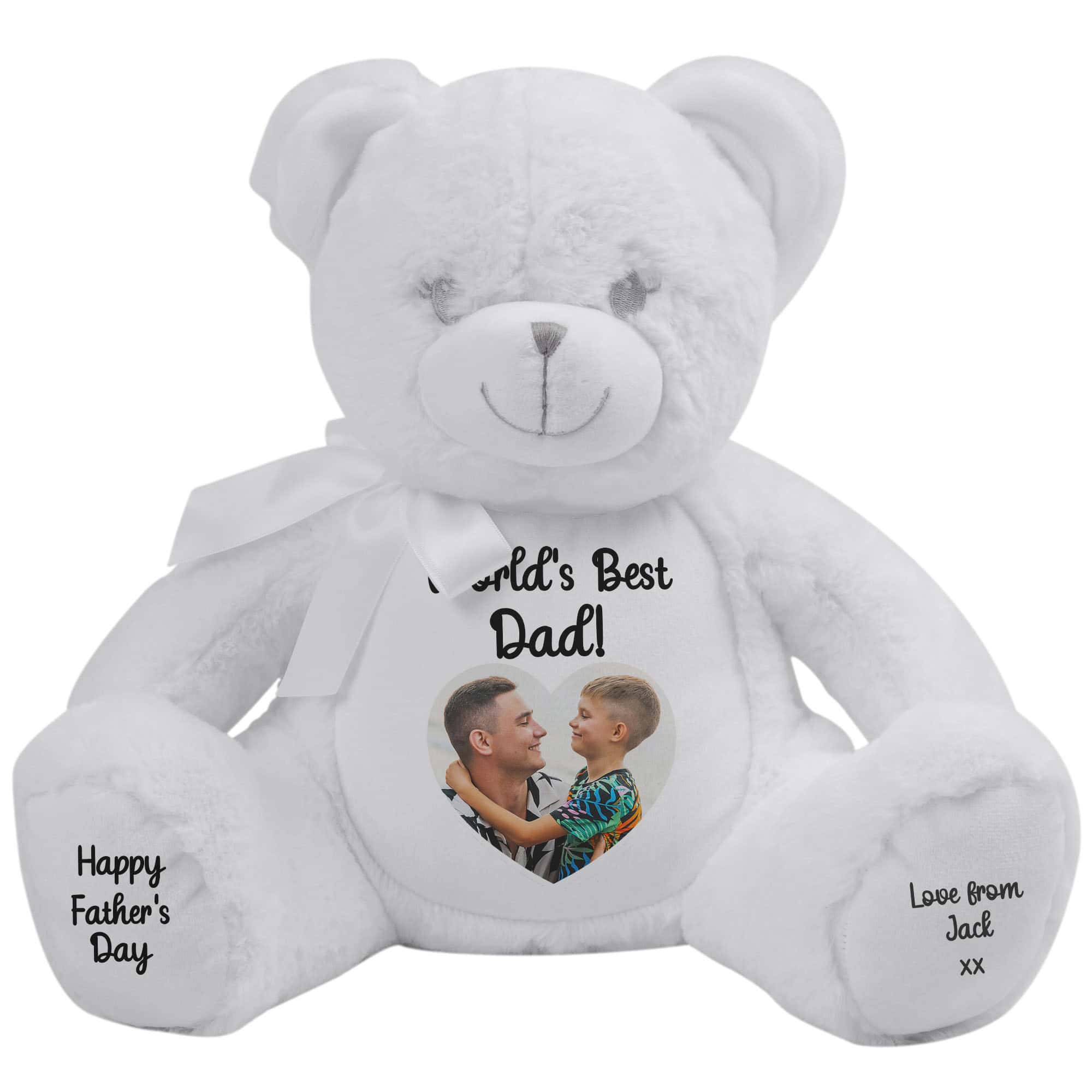 Personalised Photo Heart World's Best Dad Teddy Bear