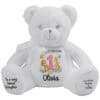 Personalised Jungle Birthday White Teddy Bear with Name